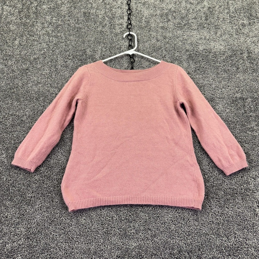 Axcess Sweater Womens Medium Pink Boat Neck 3/4 Sleeve Knit Pullover Angora